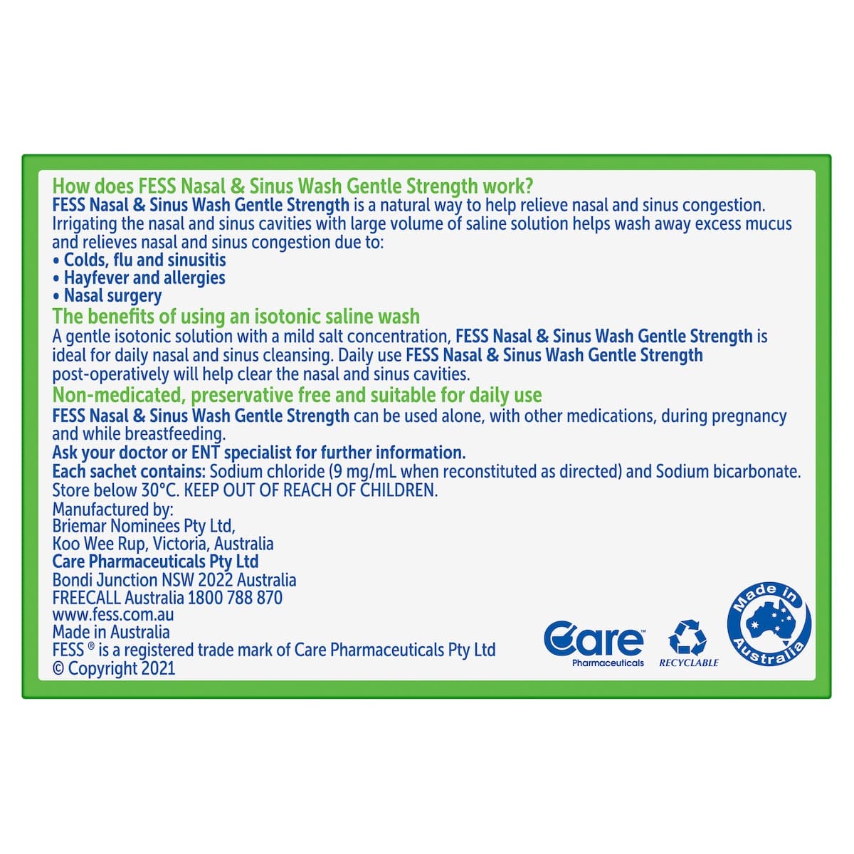 Thumbnail Fess Nasal & Sinus Wash Refills Gentle Strength 100 Sachets