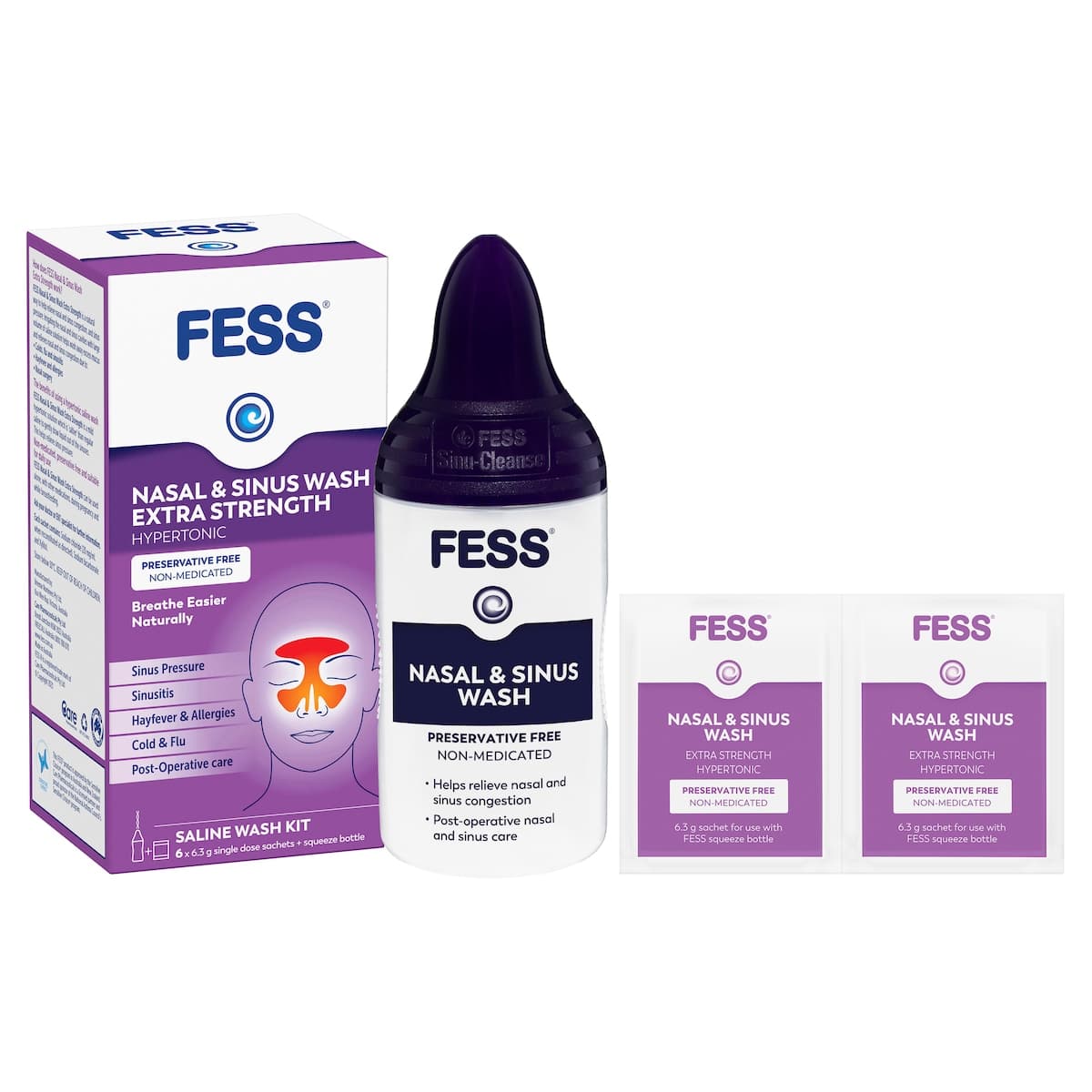 Thumbnail Fess Nasal & Sinus Wash Extra Strength Starter Kit 6 Pack