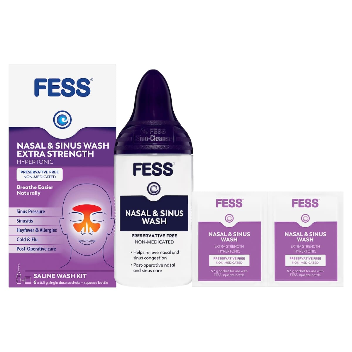 Thumbnail Fess Nasal & Sinus Wash Extra Strength Starter Kit 6 Pack