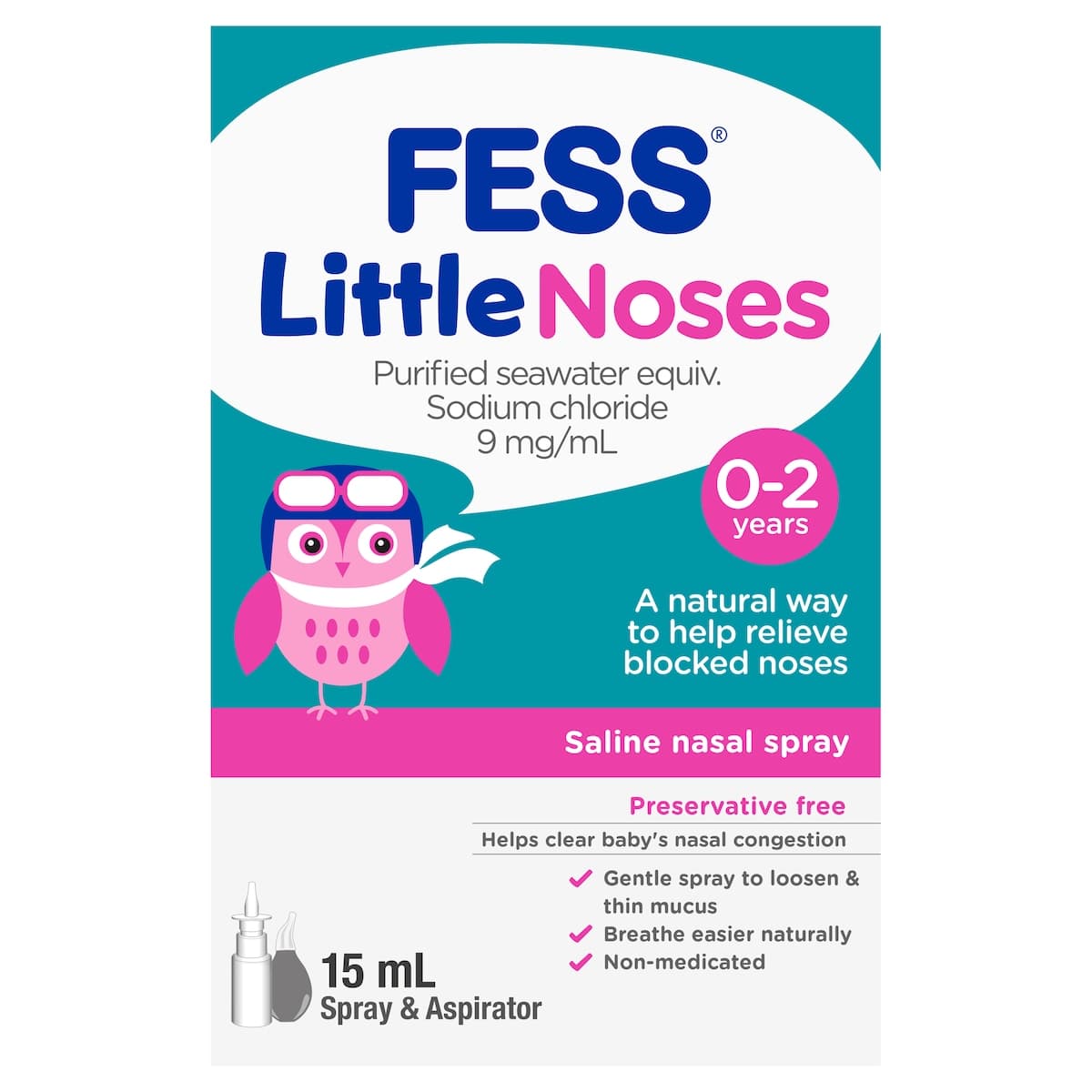 Thumbnail Fess Little Noses Saline Nasal Spray 15ml + Aspirator