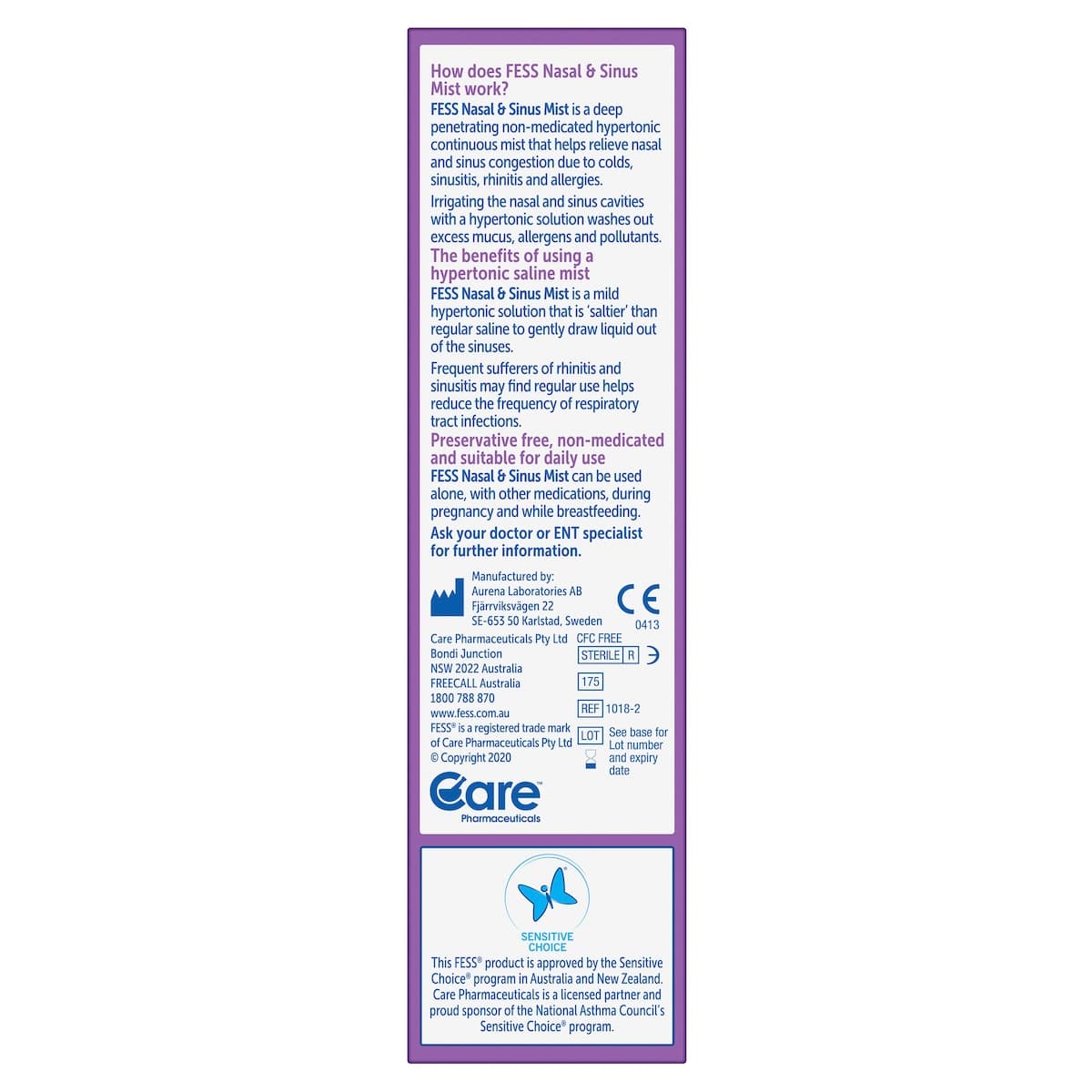 Thumbnail Fess Nasal & Sinus Mist Congestion Relief 100ml