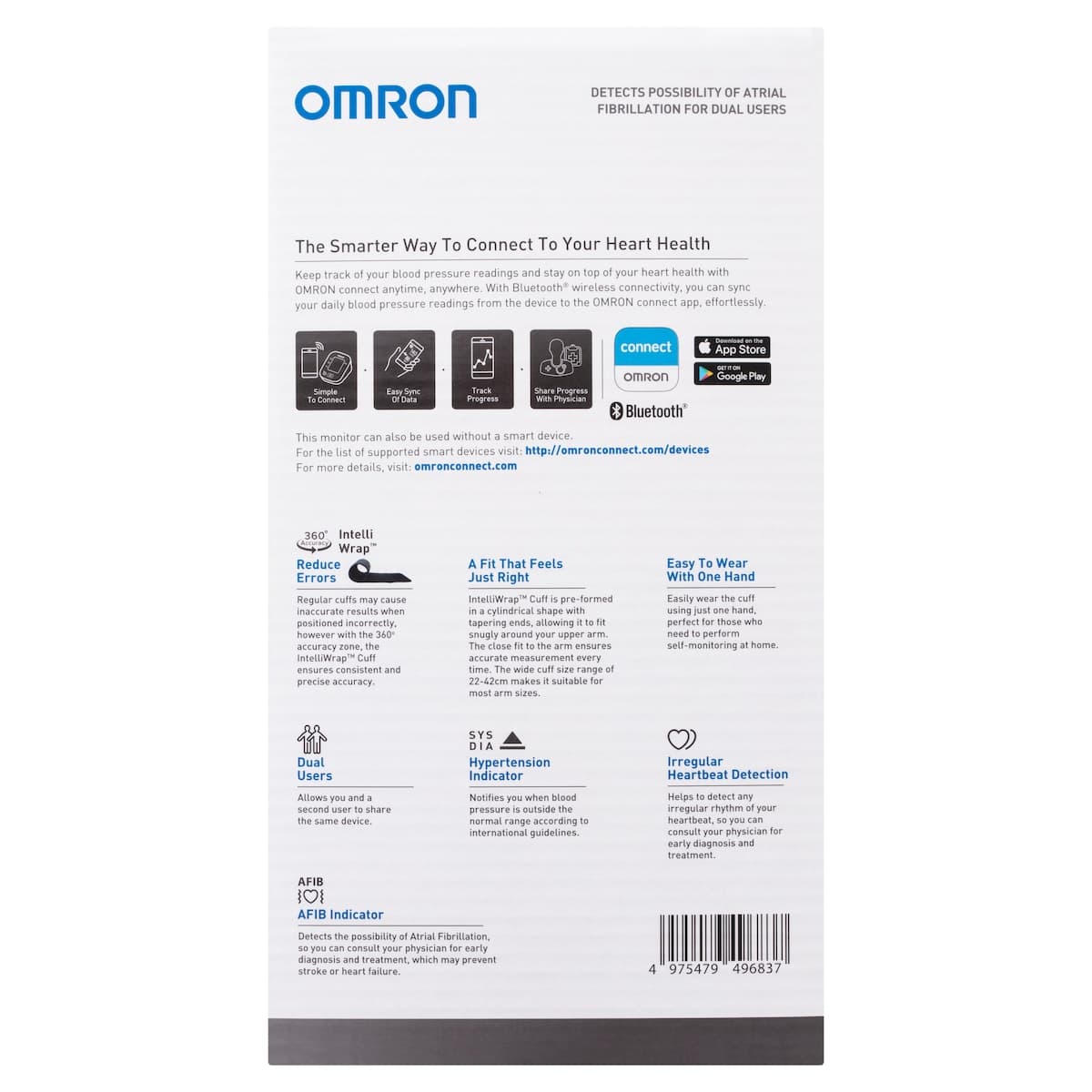 Thumbnail Omron HEM7361T Advanced + AFIB Indicator Bluetooth Blood Pressure Monitor