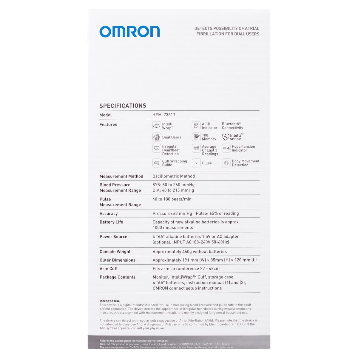 Thumbnail Omron HEM7361T Advanced + AFIB Indicator Bluetooth Blood Pressure Monitor