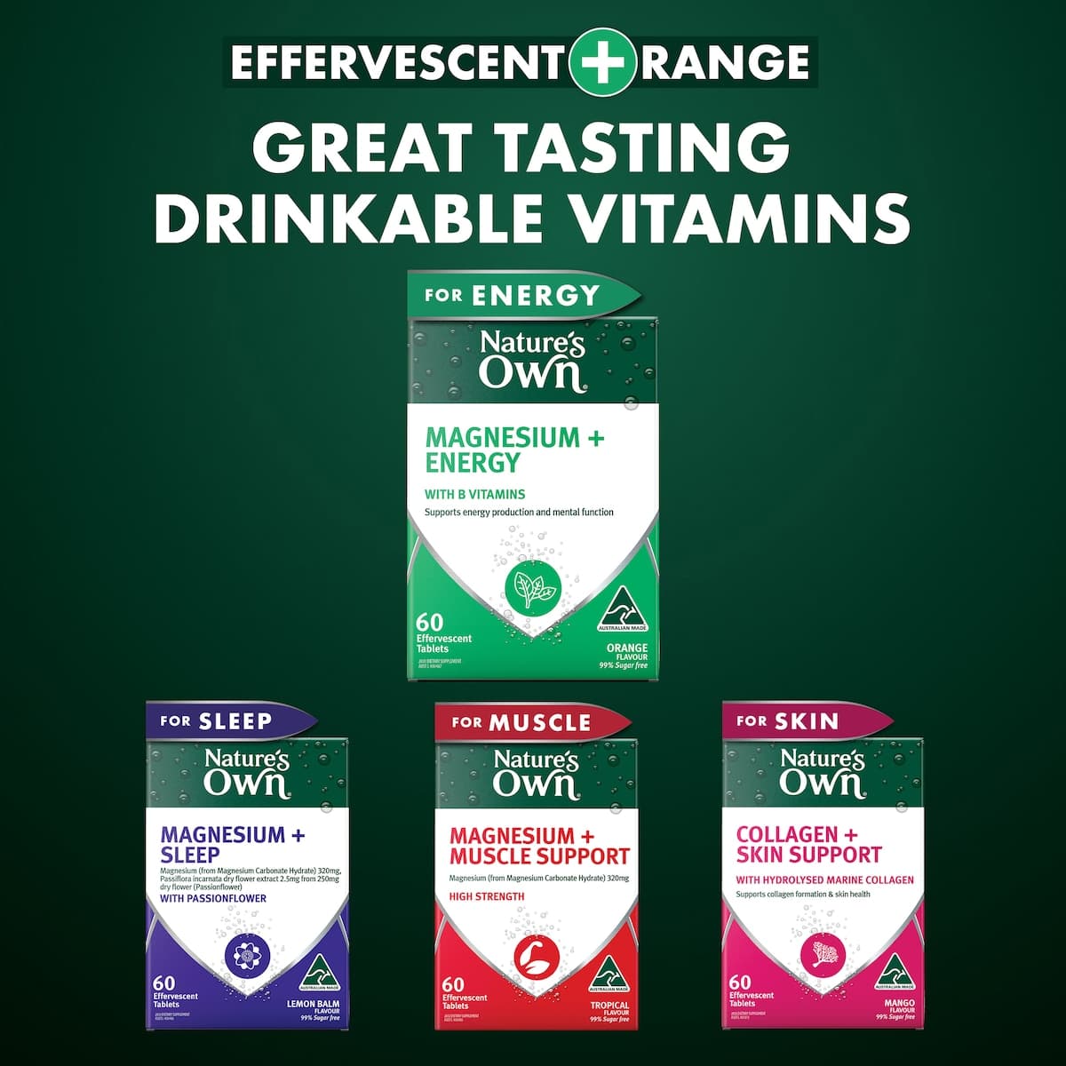 Thumbnail Nature's Own Effervescent Magnesium + Energy Tablets 60 Pack