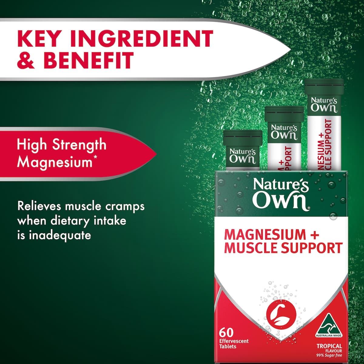 Thumbnail Nature's Own Effervescent Magnesium + Muscle Support Tablets 60 Pack