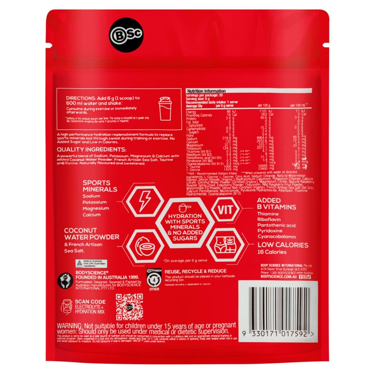 Thumbnail BSc Electrolyte+ Hydration Mix Watermelon Berry 120g