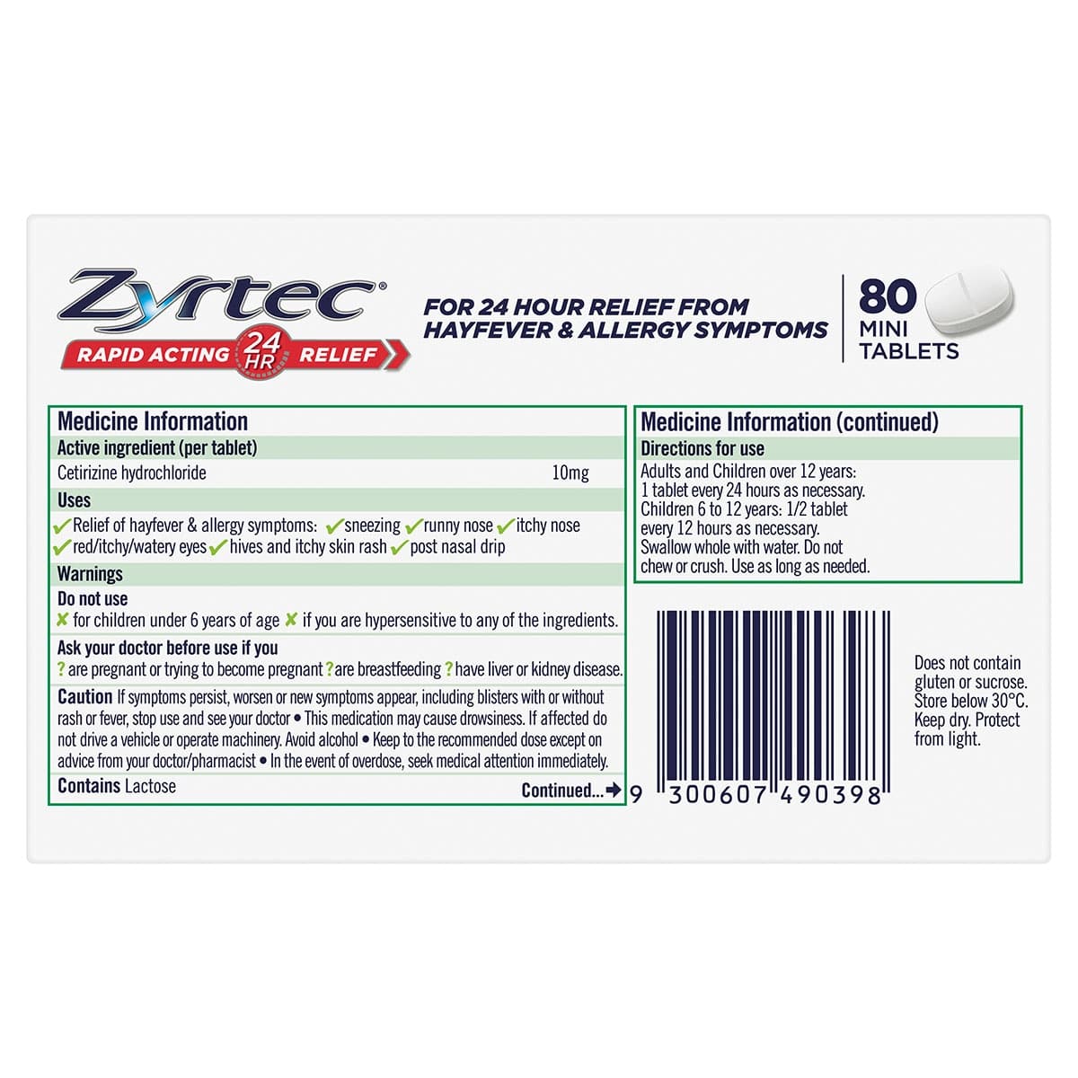 Thumbnail Zyrtec Allergy & Hayfever Relief Rapid Acting 80 Mini Tablets
