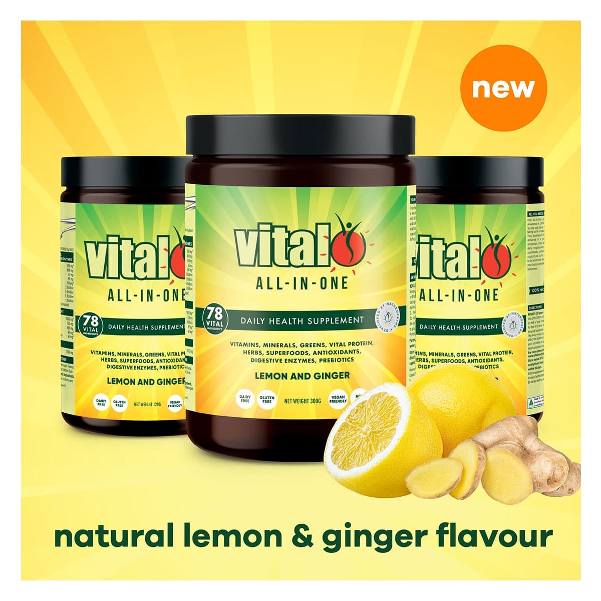 Thumbnail Vital All-In-One Daily Health Supplement Lemon and Ginger 300g