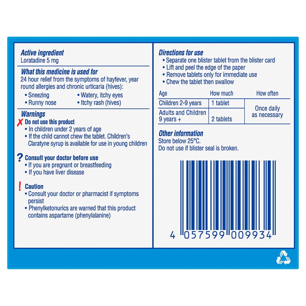 Thumbnail Claratyne Childrens Hayfever & Allergy Relief 50 Chewable Tablets