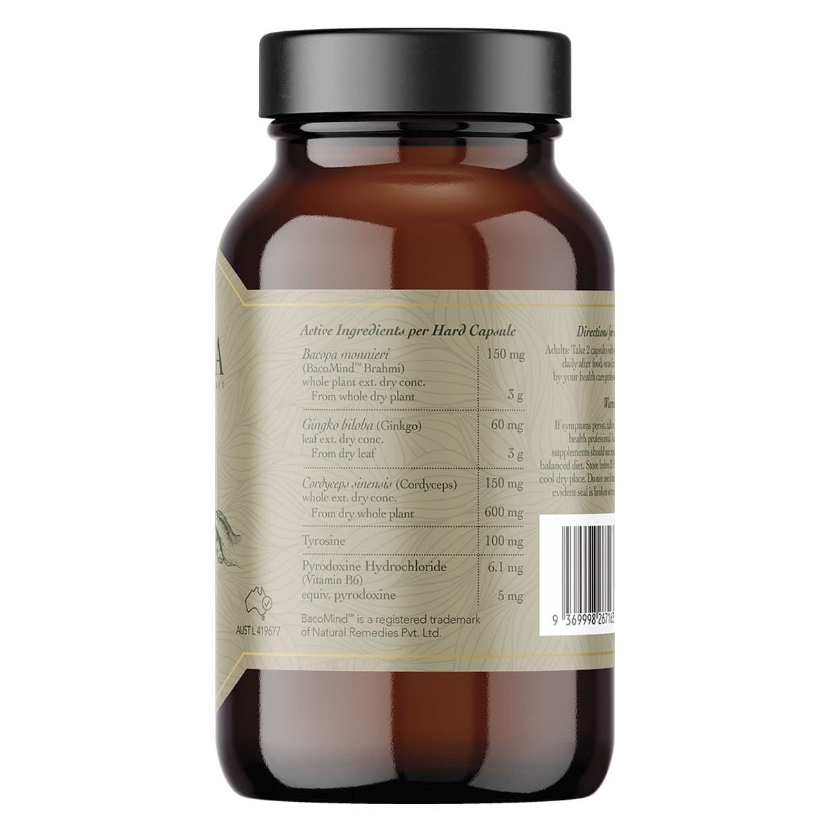 Thumbnail Ritua FOCUS BacoMind Ginko Cordyceps Tyrosine B6 60 Capsules