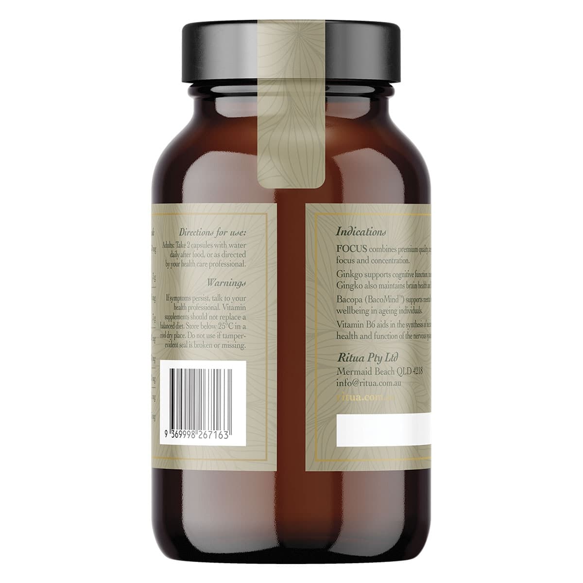 Thumbnail Ritua FOCUS BacoMind Ginko Cordyceps Tyrosine B6 60 Capsules