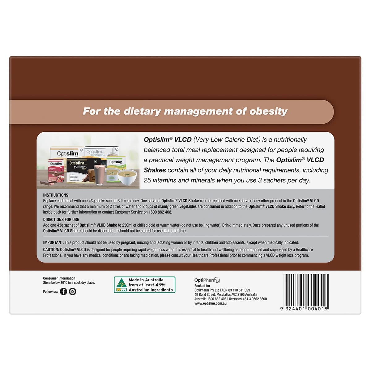 Thumbnail Optislim VLCD Shake Chocolate - 21 x 43g Sachets