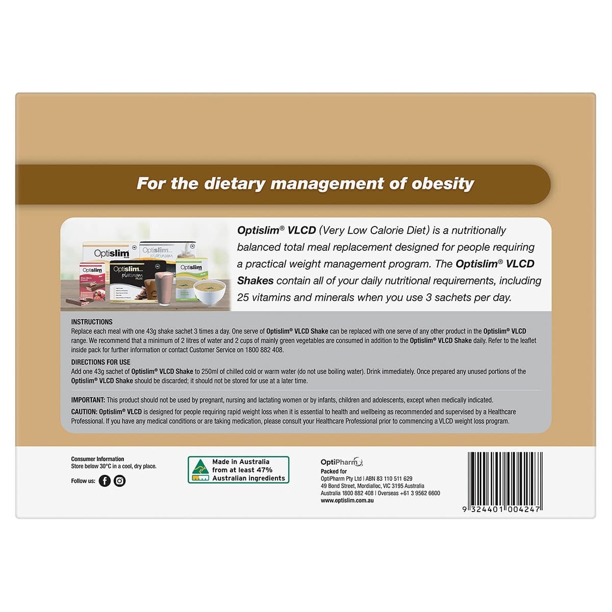 Thumbnail Optislim VLCD Shake Espresso - 21 x 43g Sachets