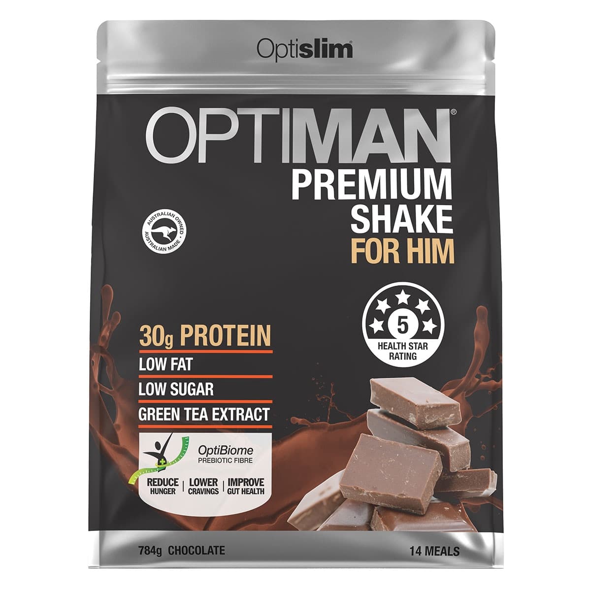 Thumbnail Optislim Optiman Shake Premium Chocolate 784g