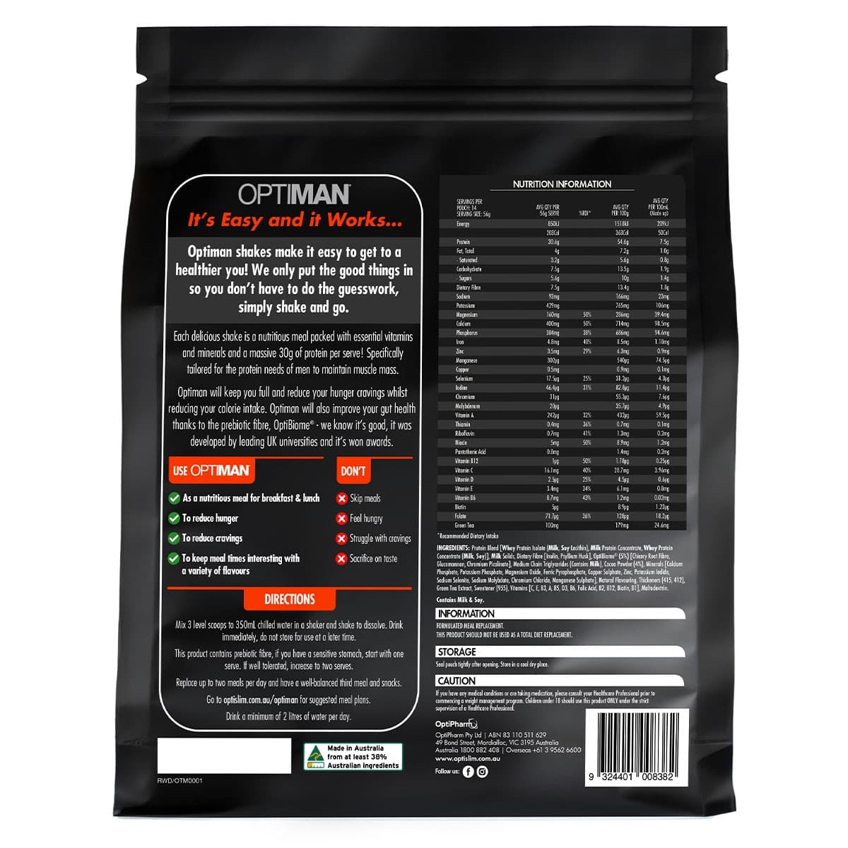 Thumbnail Optislim Optiman Shake Premium Chocolate 784g