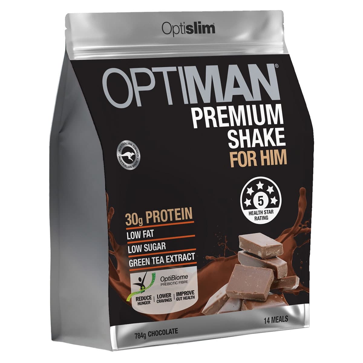 Thumbnail Optislim Optiman Shake Premium Chocolate 784g