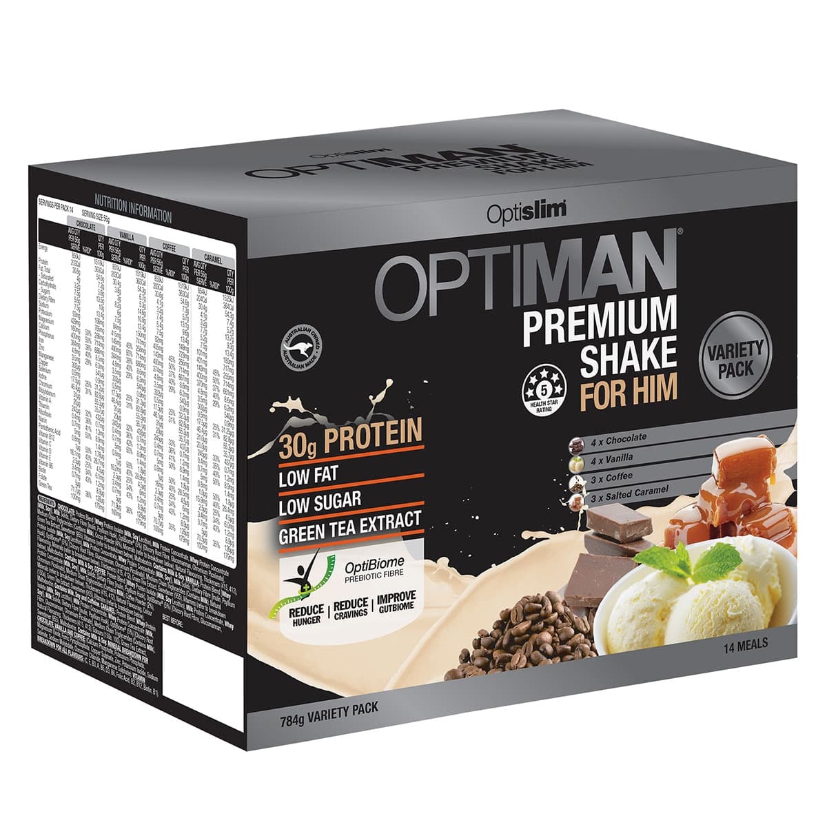 Thumbnail Optislim Optiman Shake Variety Pack - 14 x 56g Sachets