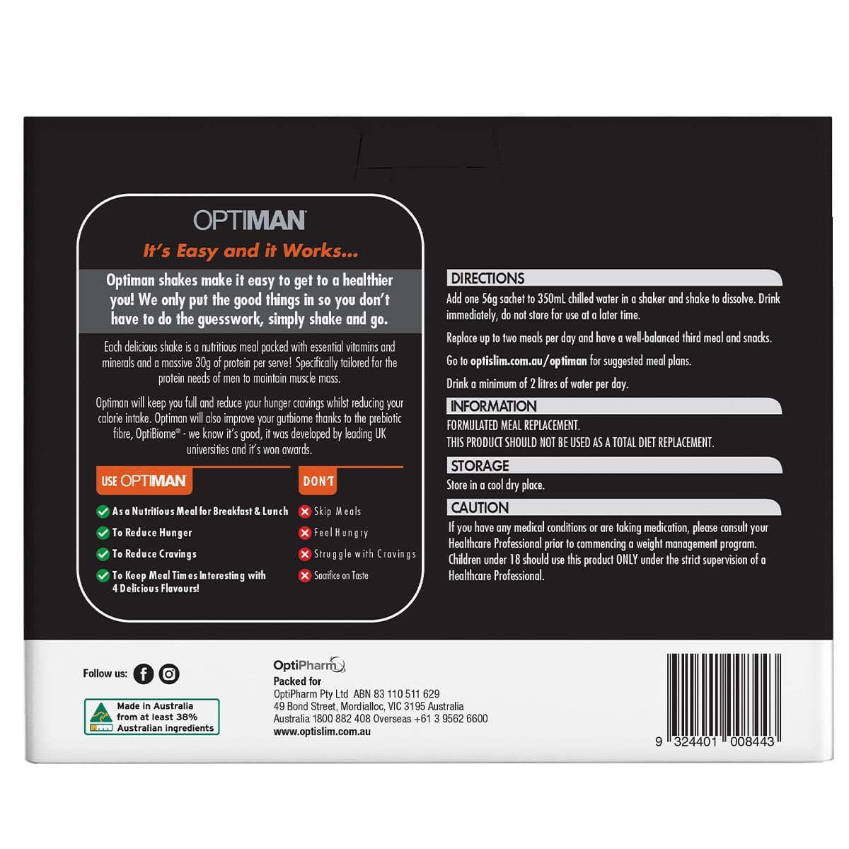 Thumbnail Optislim Optiman Shake Variety Pack - 14 x 56g Sachets