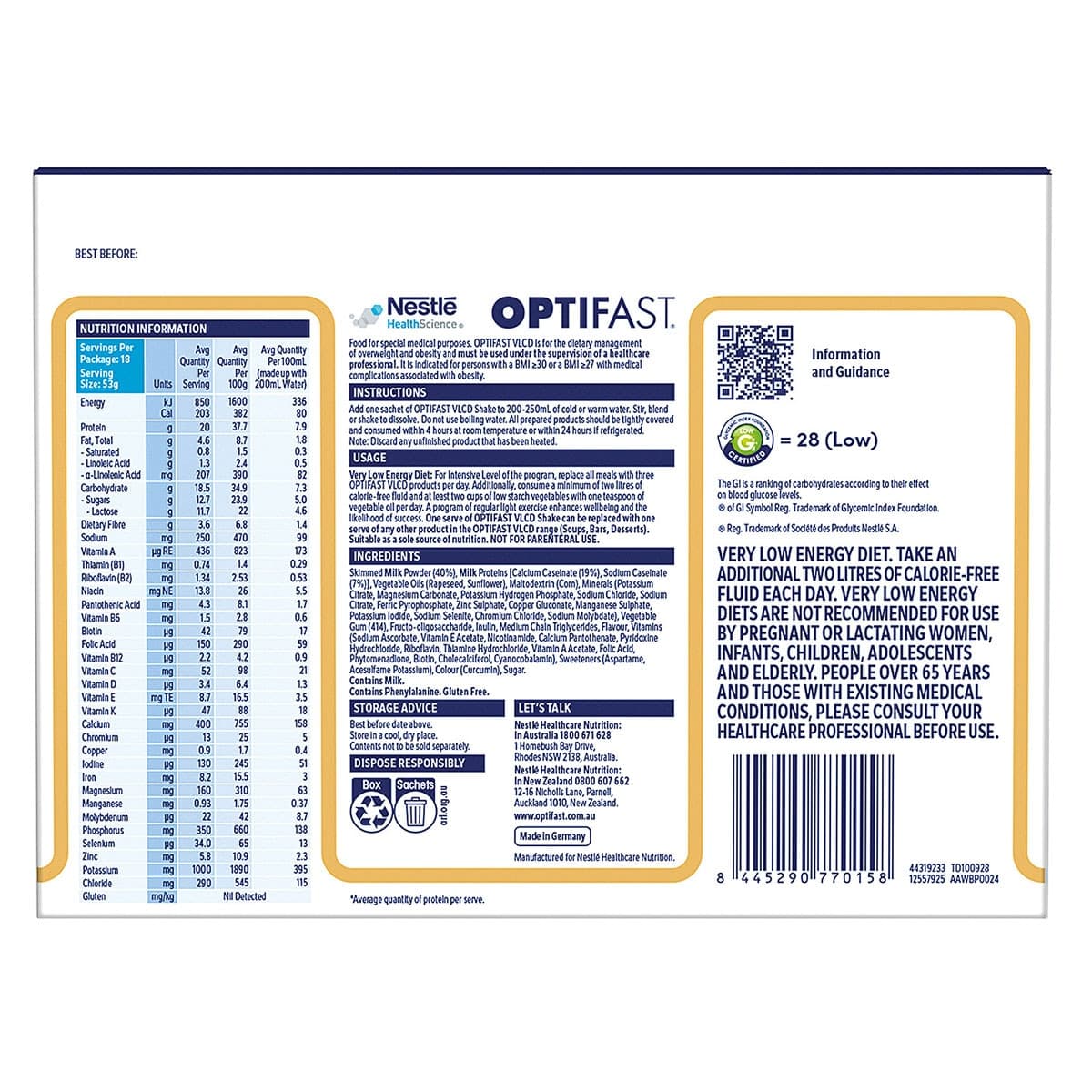 Thumbnail Optifast VLCD Shake Vanilla 18 x 53g