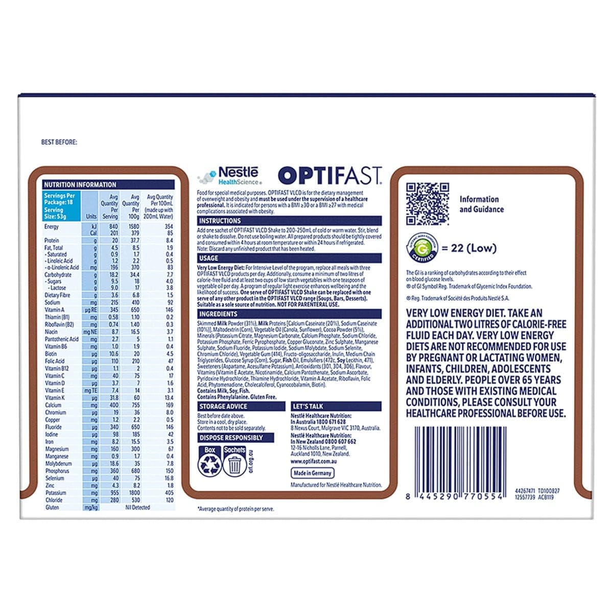 Thumbnail Optifast VLCD Shake Chocolate 18 x 53g