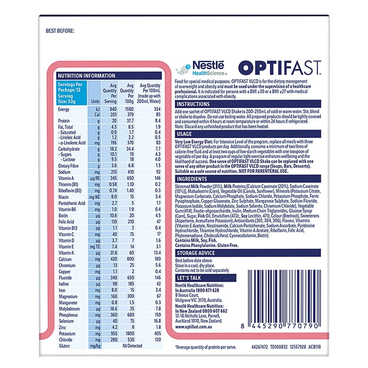 Thumbnail Optifast VLCD Shake Strawberry 12 x 53g