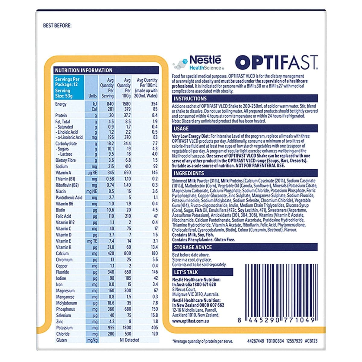 Thumbnail Optifast VLCD Shake Banana 12 x 53g