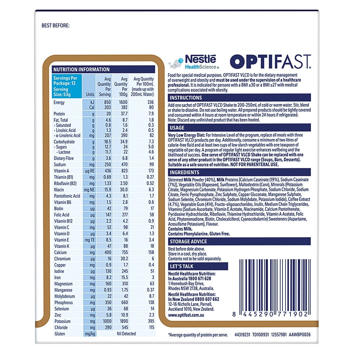 Thumbnail Optifast VLCD Shake Coffee 12 x 53g