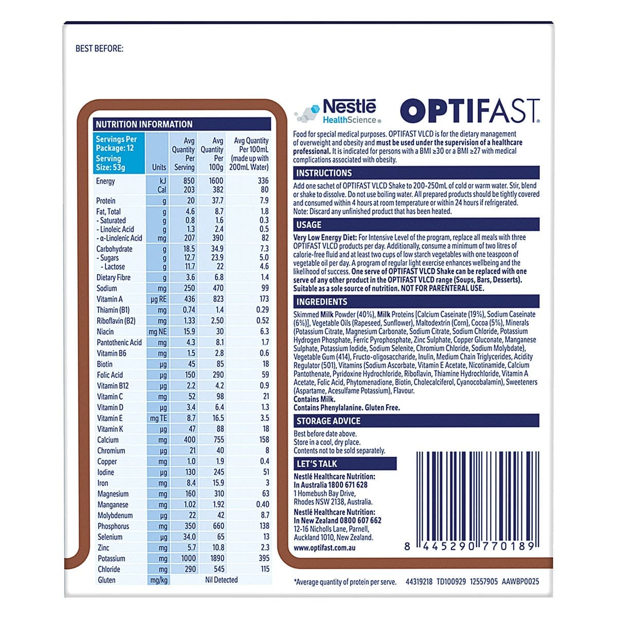 Thumbnail Optifast VLCD Shake Chocolate 12 x 53g