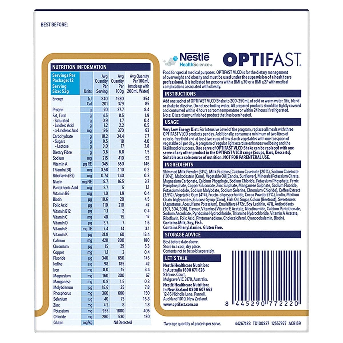Thumbnail Optifast VLCD Shake Mocha 12 x 53g