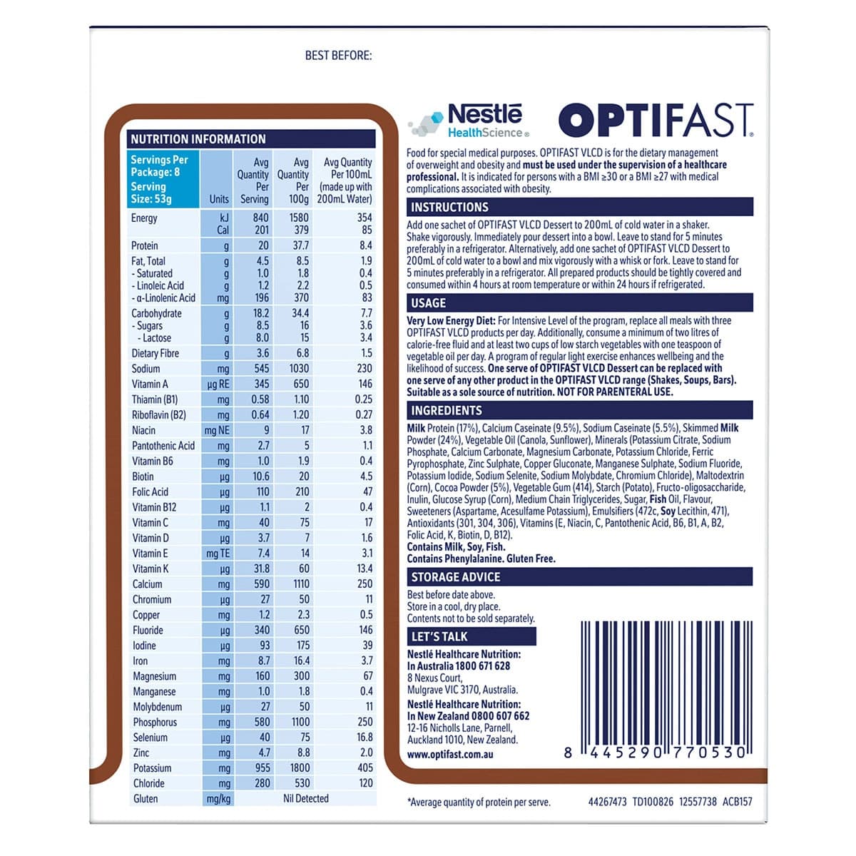 Thumbnail Optifast VLCD Dessert Chocolate 8 x 53g