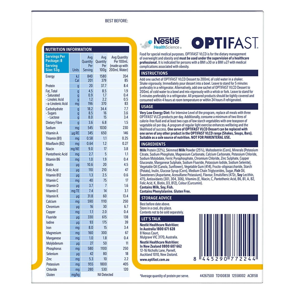 Thumbnail Optifast VLCD Dessert Lemon 8 x 53g