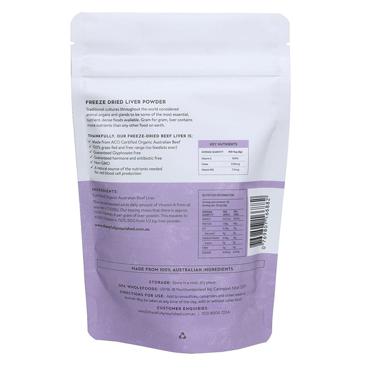 Thumbnail Thankfully Nourished Organic Australia Liver Powder 150g