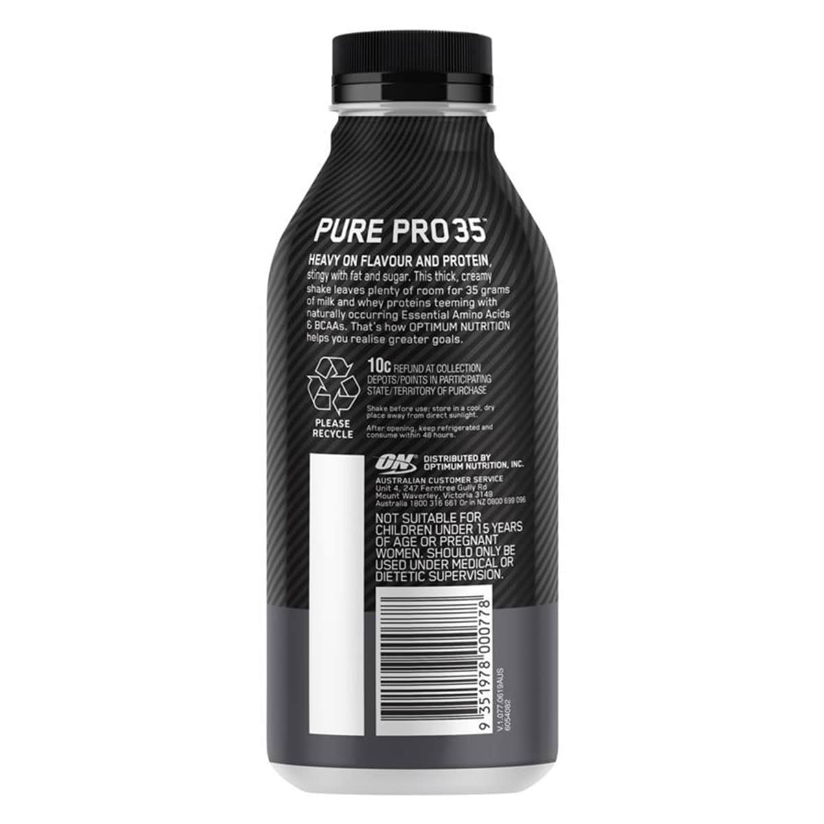 Thumbnail Optimum Nutrition Pure Pro 35 Protein Shake Chocolate 355ml