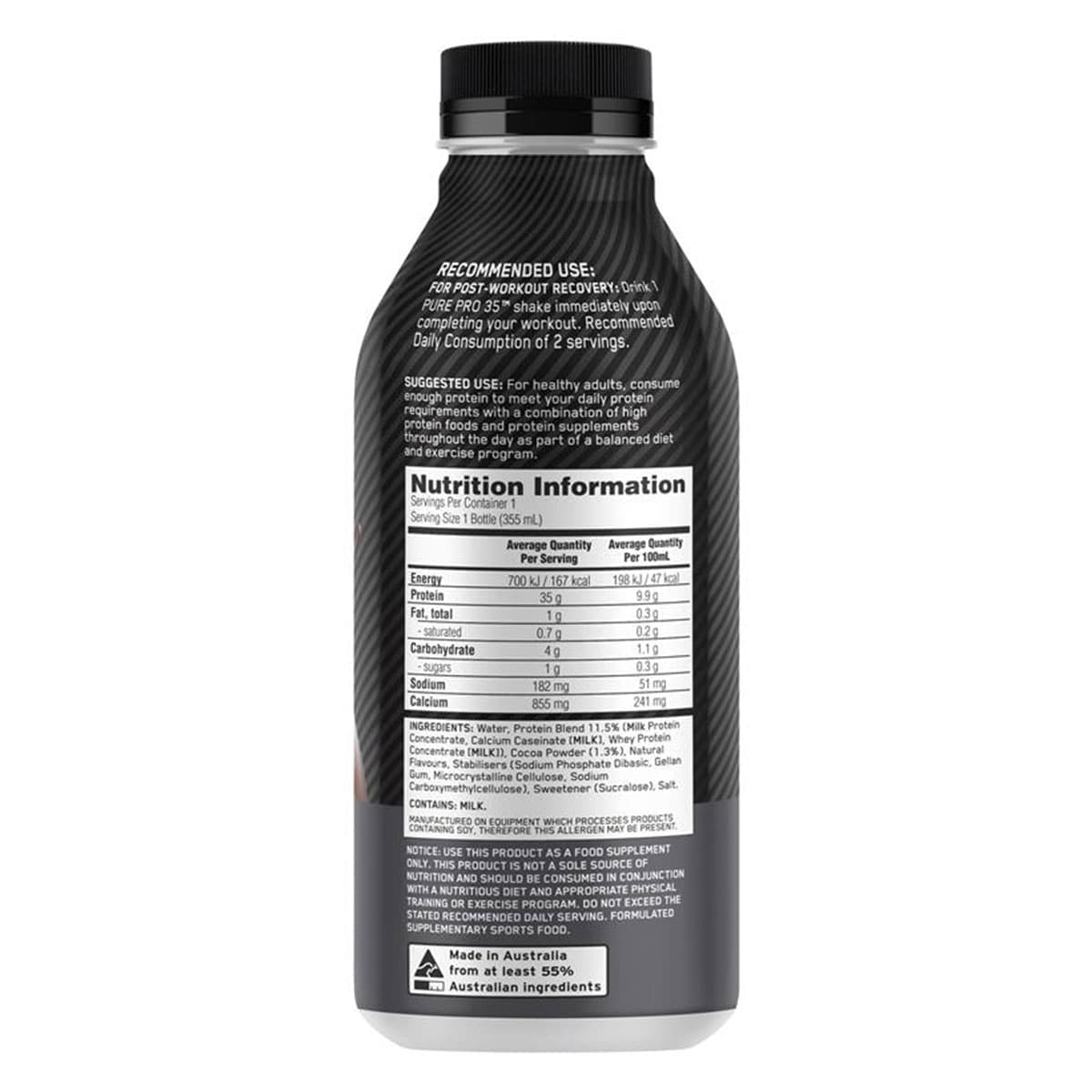 Thumbnail Optimum Nutrition Pure Pro 35 Protein Shake Chocolate 355ml