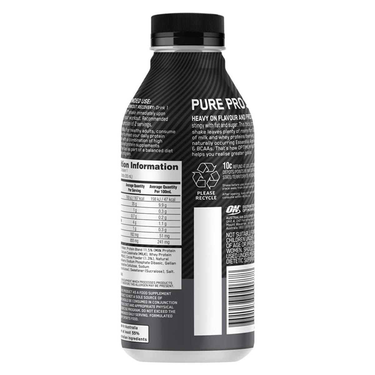 Thumbnail Optimum Nutrition Pure Pro 35 Protein Shake Chocolate 355ml
