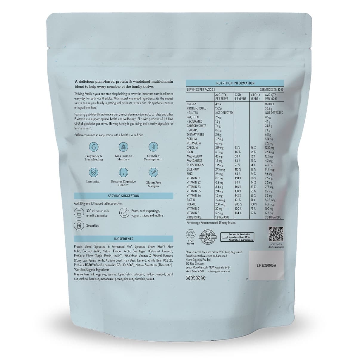 Thumbnail Nutra Naturals Thriving Family Protein Smooth Vanilla 1kg
