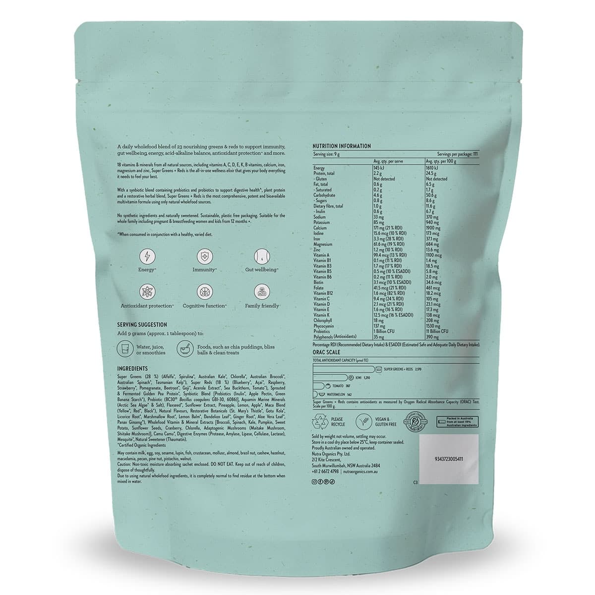 Thumbnail Nutra Naturals Super Greens + Reds Powder 1kg
