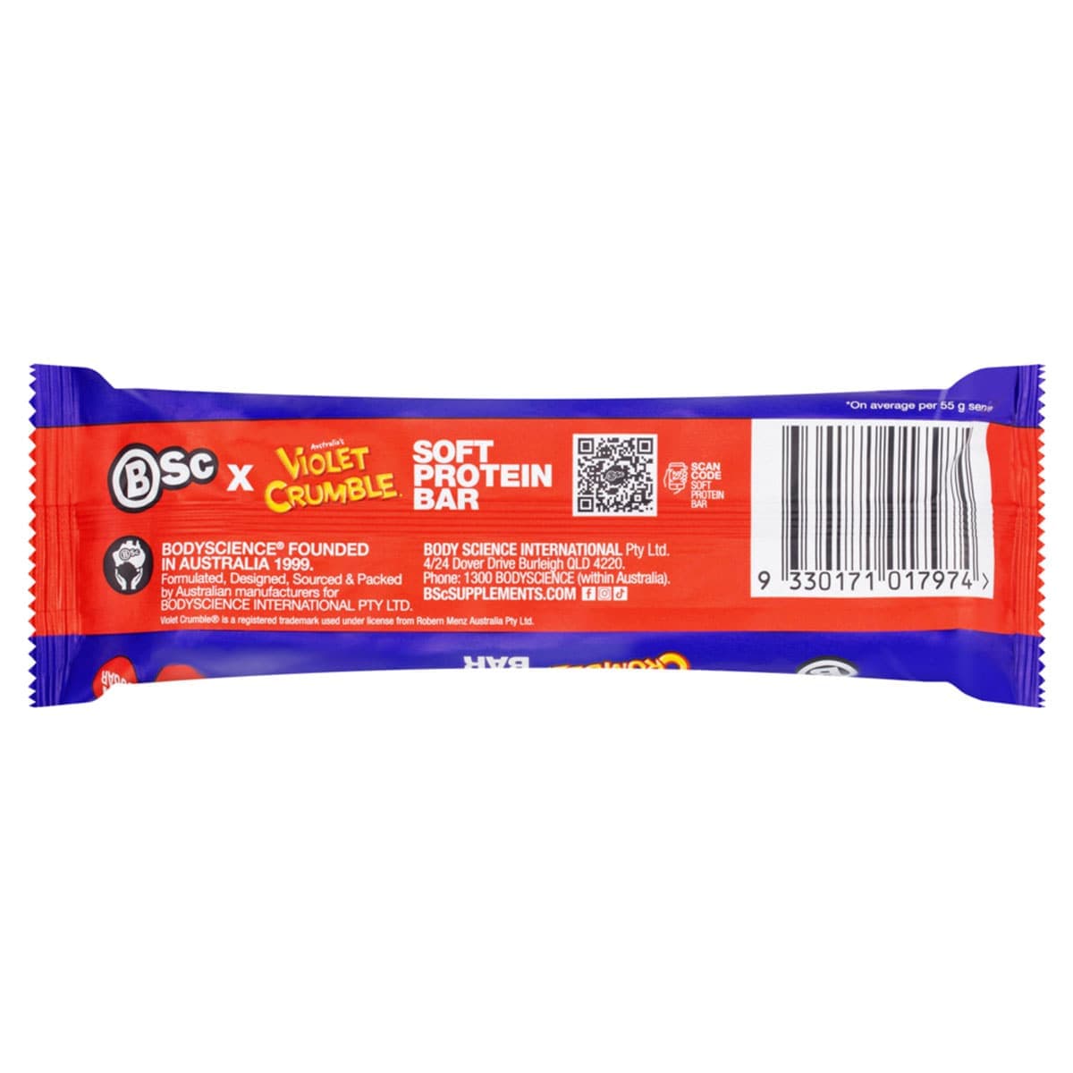 Thumbnail BSc x Violet Crumble Soft Protein Bars Choc Honeycomb Box 12 x 55g
