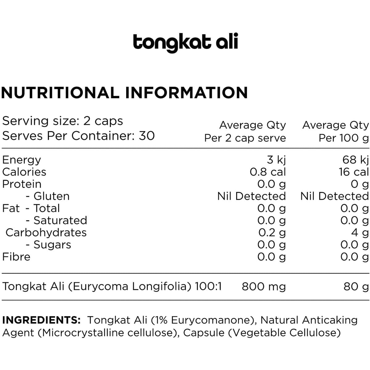 Thumbnail Switch Nutrition 100% Pure Tongkat Ali 60 Capsules