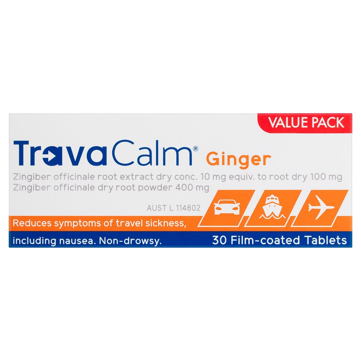 Thumbnail TravaCalm Travel Sickness Ginger 30 Tablets