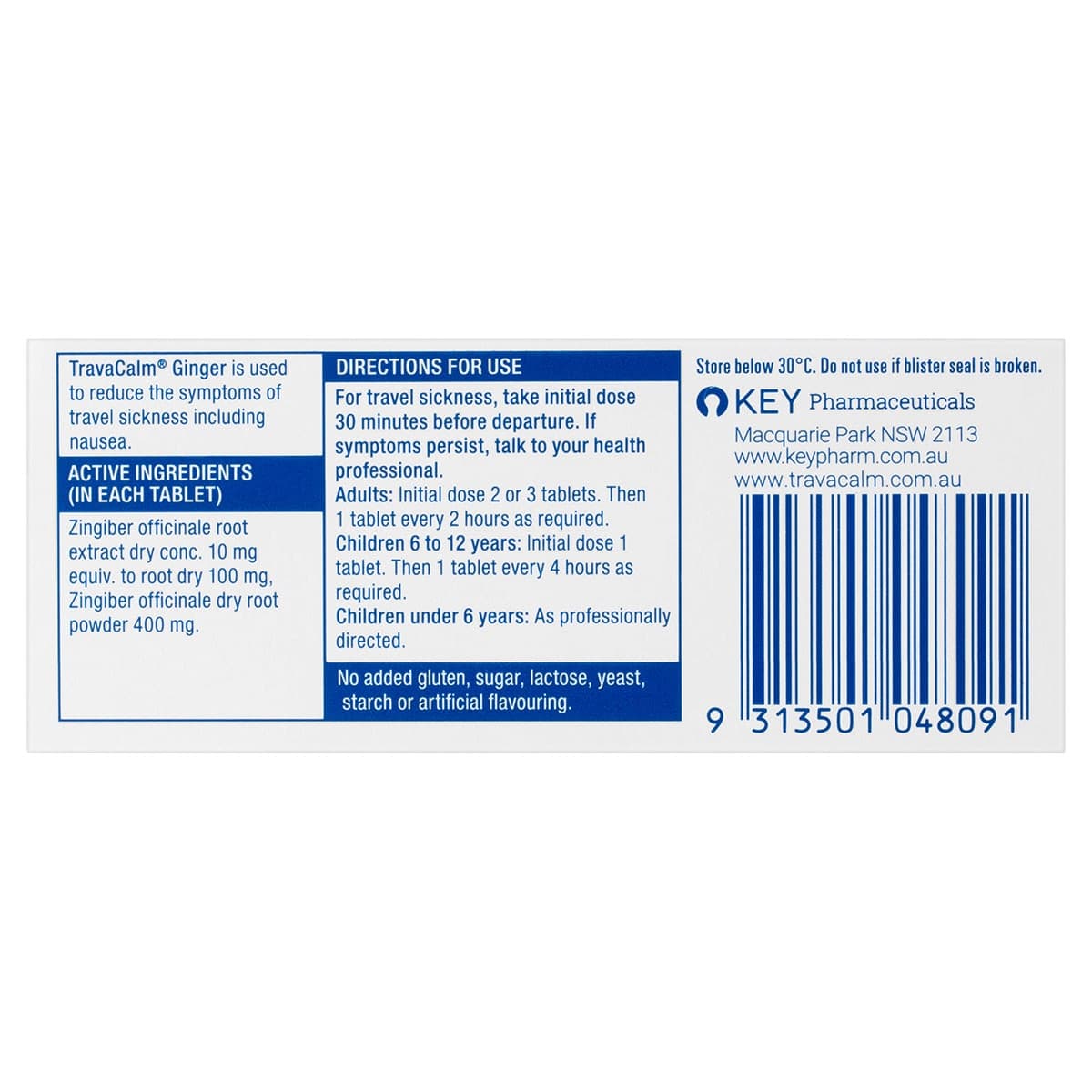 Thumbnail TravaCalm Travel Sickness Ginger 30 Tablets