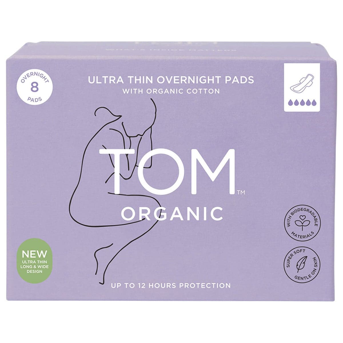 Thumbnail Tom Organic Ultra Thin Overnight Pads 8 Pack
