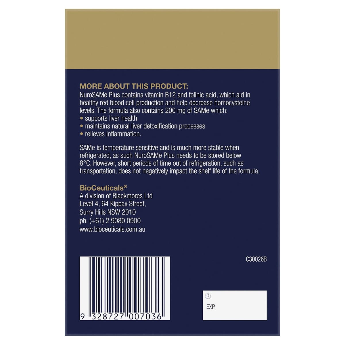 Thumbnail BioCeuticals NuroSAMe Plus 60 Tablets