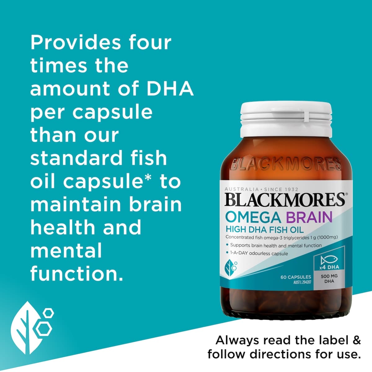 Thumbnail Blackmores Omega Brain High DHA Fish Oil 60 Capsules