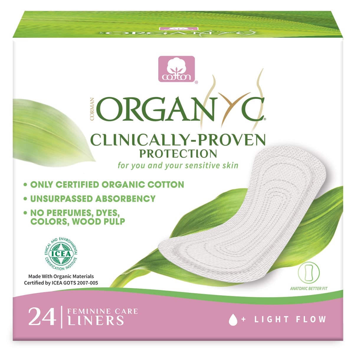 Thumbnail Organyc Thin Folded Panty Liners - Light 24 Pack