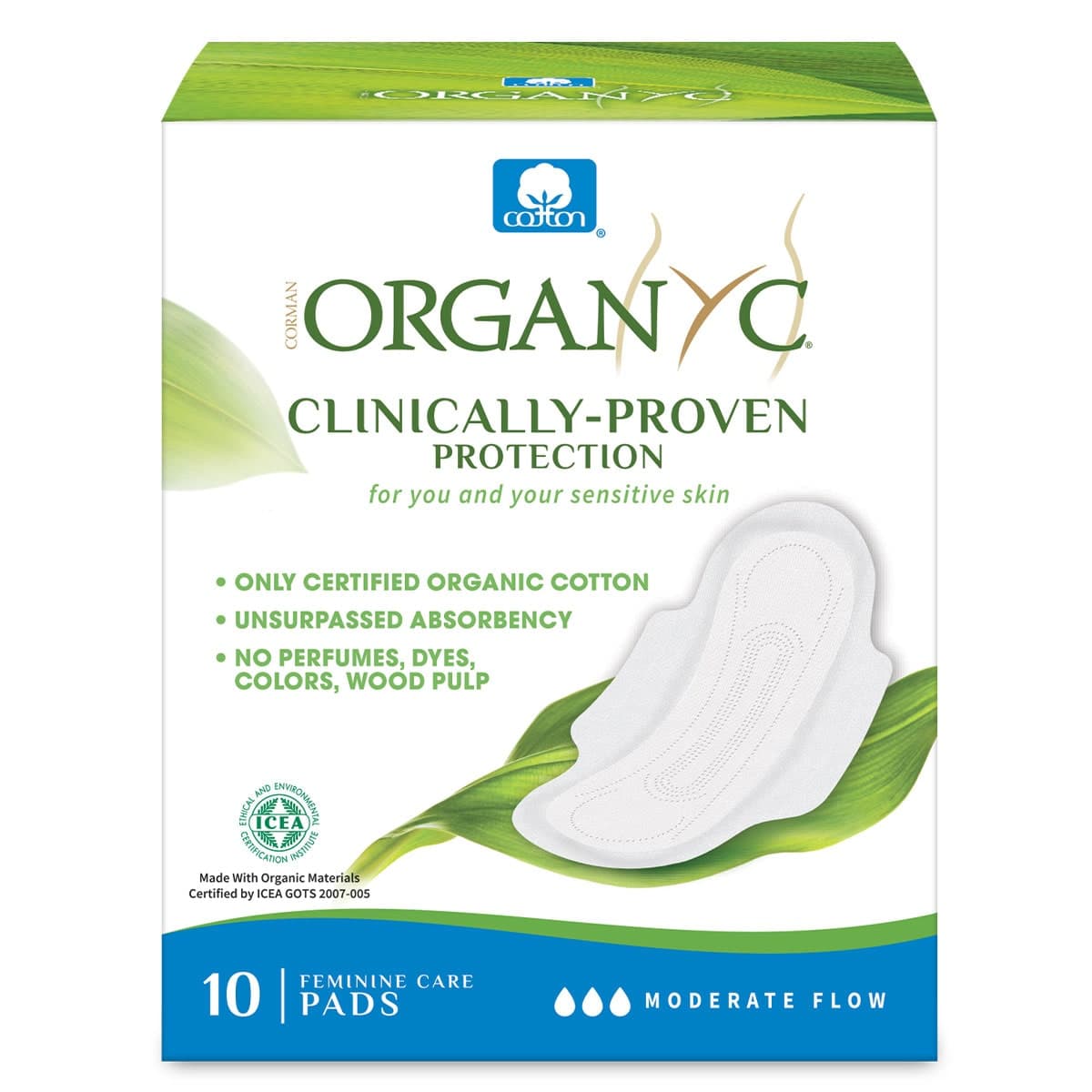 Thumbnail Organyc Ultra Thin Pads Moderate Flow Wings 10 Pack