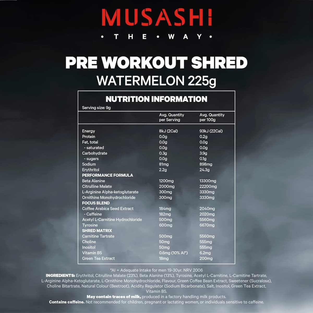 Thumbnail Musashi Pre Workout Shred Watermelon 225g