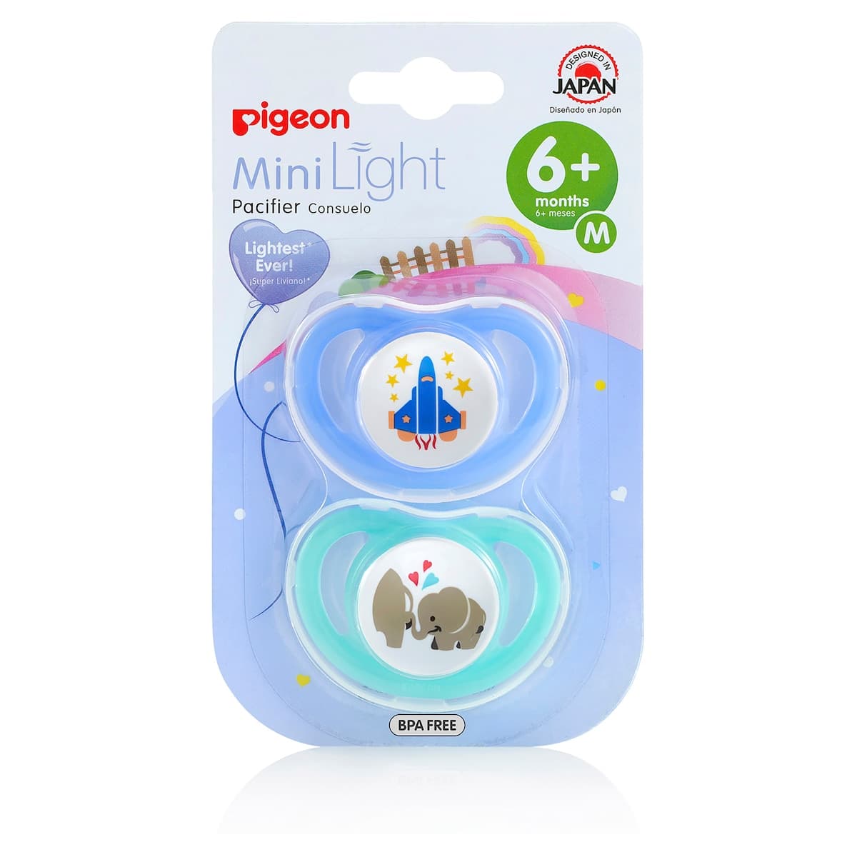 Thumbnail Pigeon Mini Light Pacifier Medium (6+ Months) 2 Pack Assorted Colours
