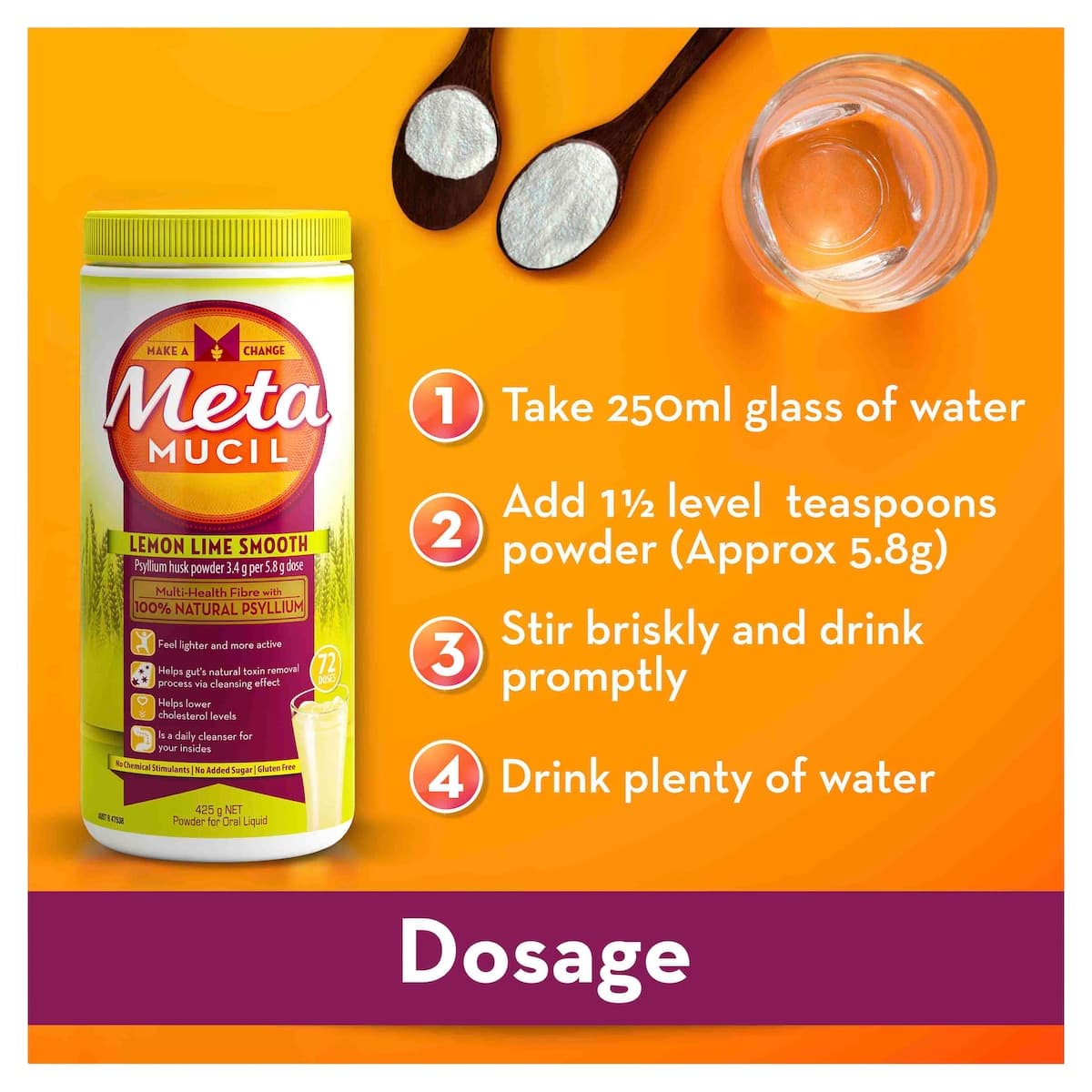 Thumbnail Metamucil Fibre Supplement Lemon Lime Smooth 673g