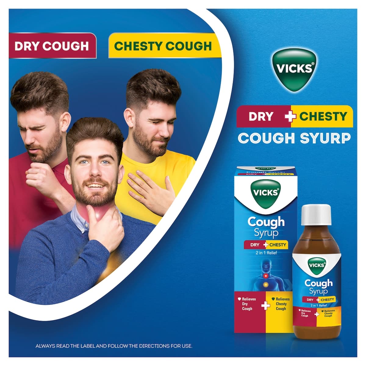 Thumbnail Vicks 2in1 Dry & Chesty Cough Syrup 200ml